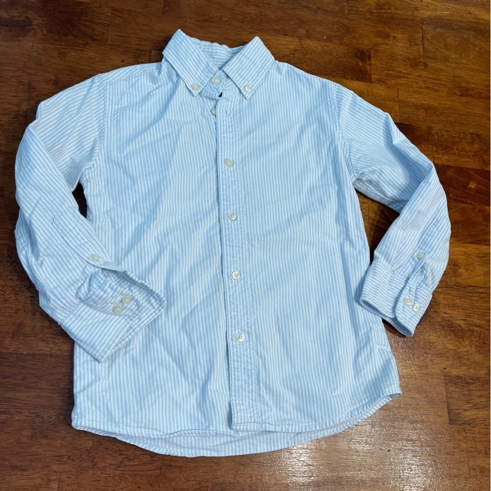 Crewcuts Light Blue Pinstripe button down Shirt boys size 6-7 100% cotton
